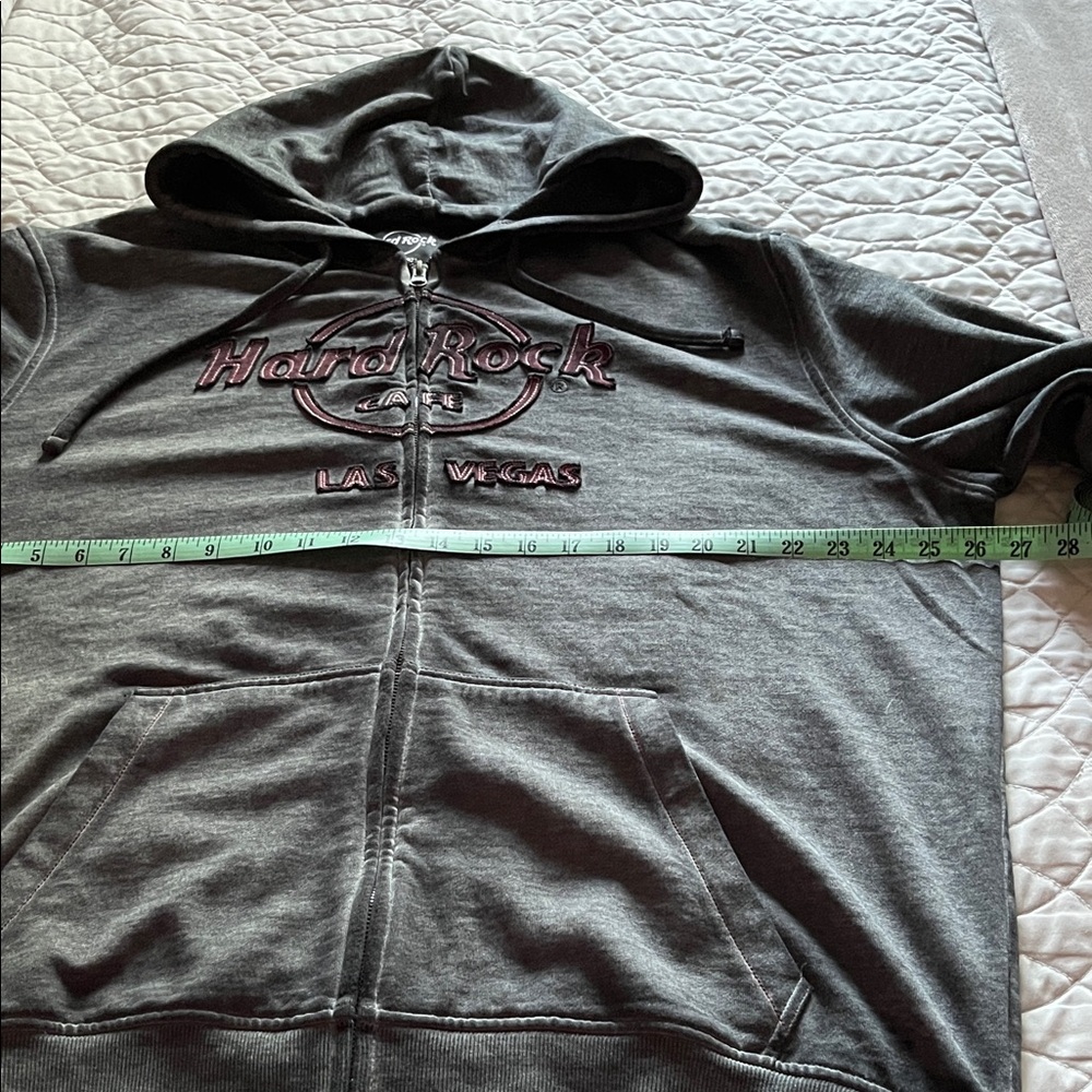 Hard Rock Cafe Mens XXXL Hoodie, Charcoal Zip-Up Sweater NWOT - Picture 5 of 12